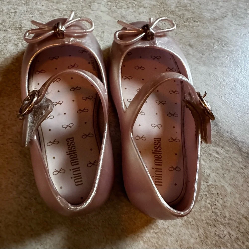 Mini Melissa rose gold ballet flats toddler size 7